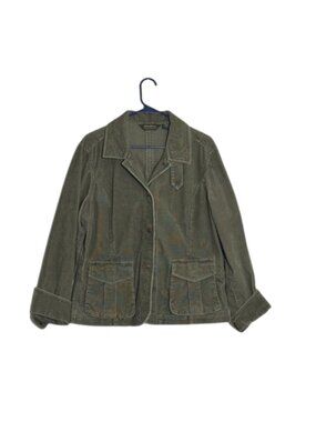 VTG Eddie Bauer Corduroy Utility Jacket Womens XL Flap Pockets Button Front Y2k